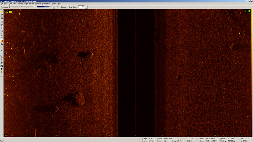 BlackFin image of dock anchors and boulders