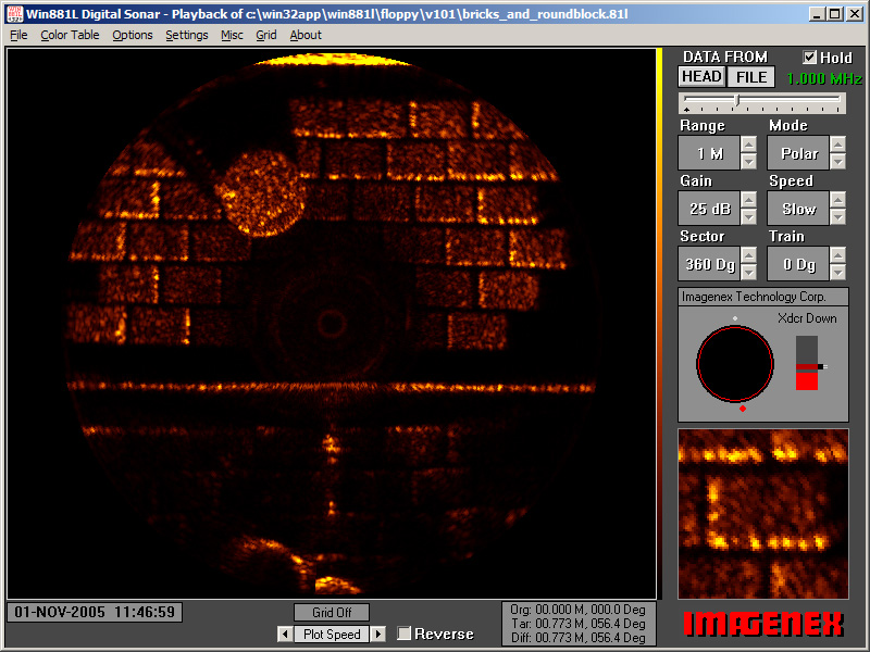 881L image of bricks and a round stepping stone in the test tank