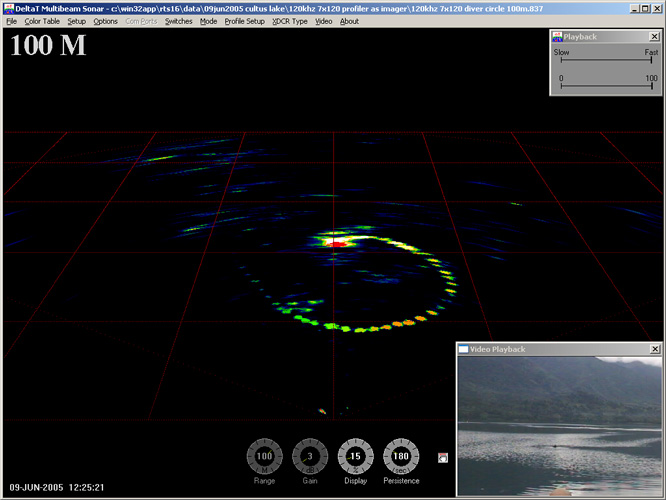 Delta T image of a diver swimming in a circle