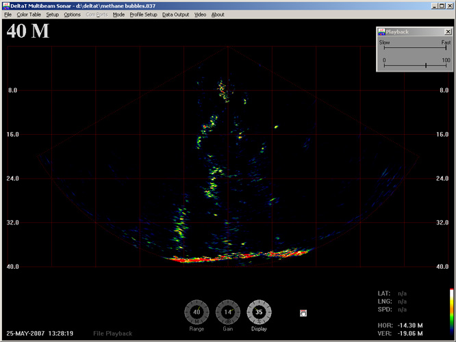 Delta T image of methane bubbles
